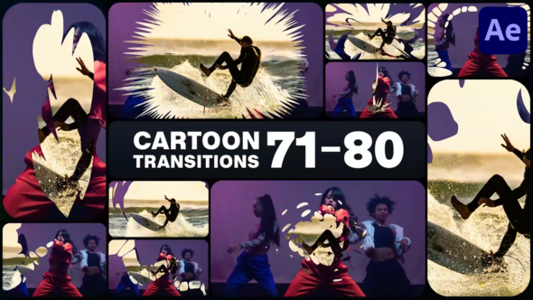 Cartoon Transitions for After Effects Elements template preview