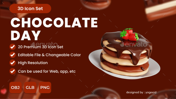 [DOWNLOAD]3D Chocolate Day Icon Set