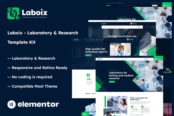 Laboix - Laboratory & Research Elementor Template Kit