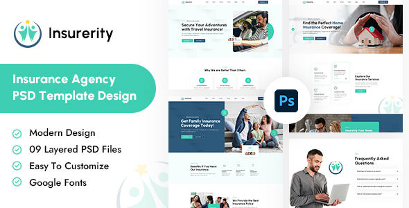 Insurerity | Insurance Agency PSD Template