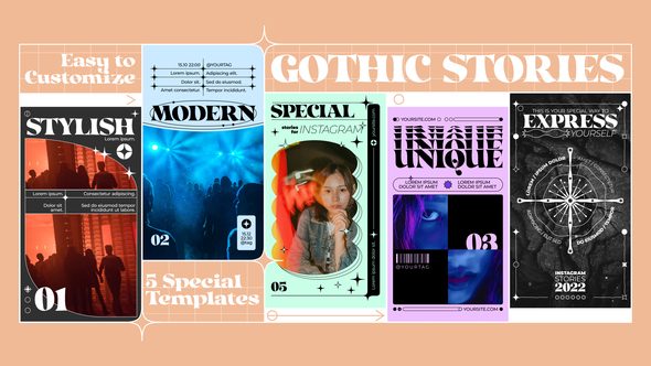 Modern Gothic Stories Premiere Pro template preview