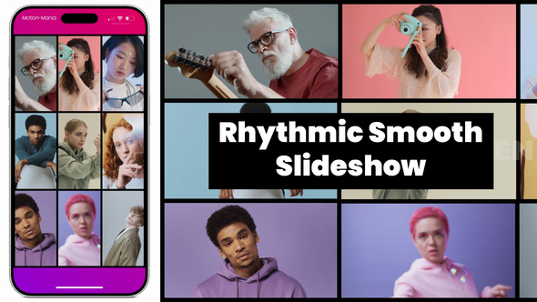 Smooth Rhythmic Opener & Social Portrait version MOGRT Premiere Pro template preview