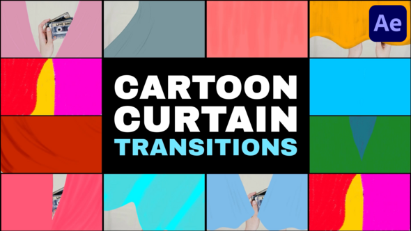 Cartoon Curtain Transitions | After Effects Elements template preview