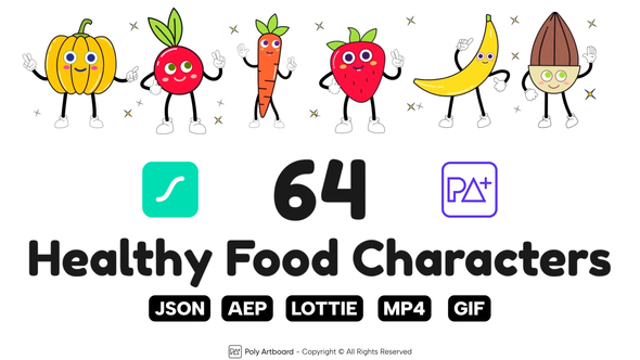 Healthy Food Lottie Characters