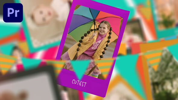 Kids Birthday Slideshow Premiere Pro template preview