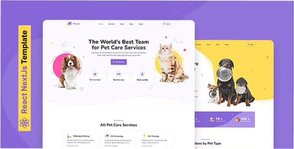 Petopia – Pet Care Service React NextJs Template