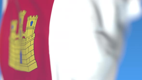 Flying Flag of Castilla-La Mancha an Autonomous Community in Spain alt