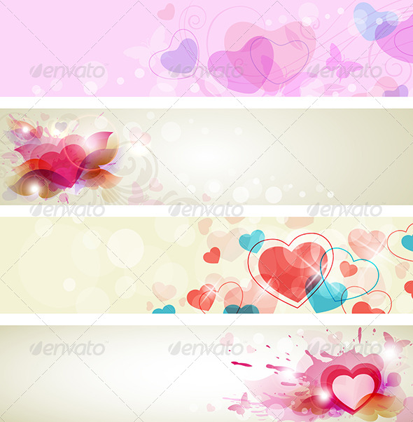 Romantic Valentine Banners - Valentines Seasons/Holidays