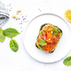 Avocado and salmon toast on rye bread with spinach, cashew and sesame seeds, white table, top view - PhotoDune Item for Sale