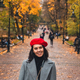 beautiful woman in autumn outfit at city public park - PhotoDune Item for Sale