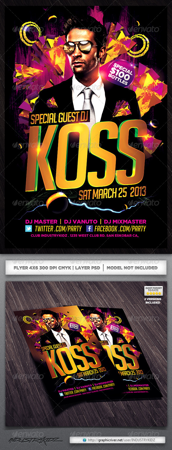 Electro House Music Flyer - Clubs & Parties Events