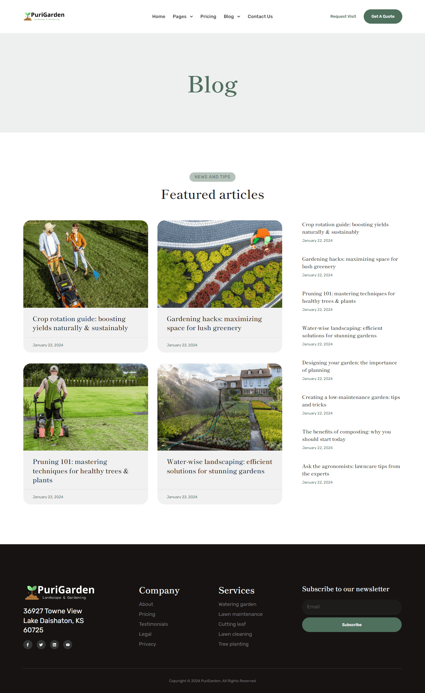 PuriGarden - Gardener & Landscape Elementor Pro Template Kit by ...