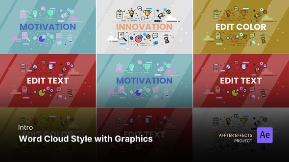 Intro/Opening Video - Word Cloud Style with Graphic After Effects Template alt