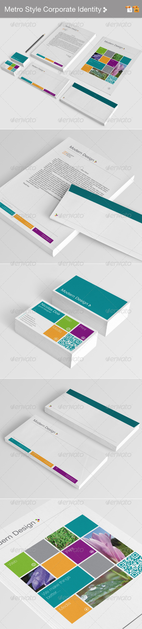 Metro Style Corporate Identity - Stationery Print Templates
