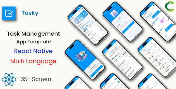 Task Management & Organizer App Template in React Native | Multi Language | Tasky