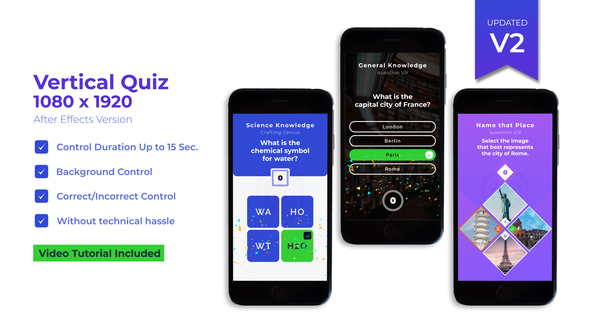 Vertical Quiz Video Displays template preview
