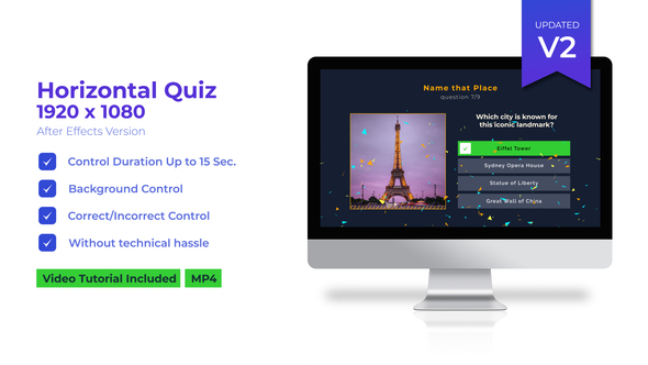 Horizontal Quiz Video Displays template preview