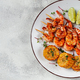 tiger prawns on skewers, shrimp kebab, with corn, fried, homemade, no people, - PhotoDune Item for Sale