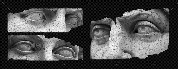 Set of Cut Out Eyes of Statues for Collages