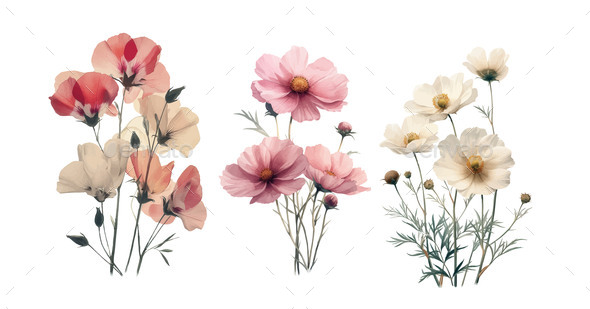 [DOWNLOAD]Sweet Pea and Cosmos Flowers Vintage Botanical