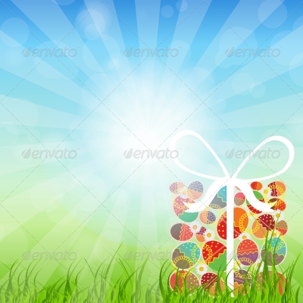 Easter Eggs Card with Colourful Eggs - Miscellaneous Seasons/Holidays