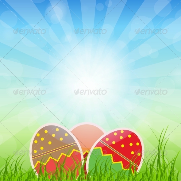 Easter Eggs Card with Colourful Eggs - Miscellaneous Seasons/Holidays