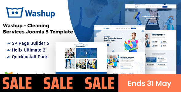 Washup – Joomla 5 Cleaning Services Template