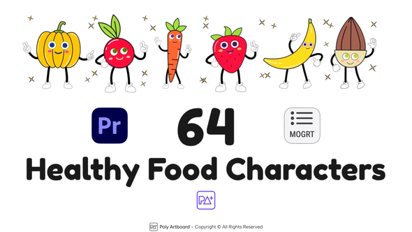 Healthy Food Characters For Premiere Pro