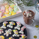 Christmas marshmallows. Winter candy. Sweet food in december. Snowman and Santa Claus. - PhotoDune Item for Sale