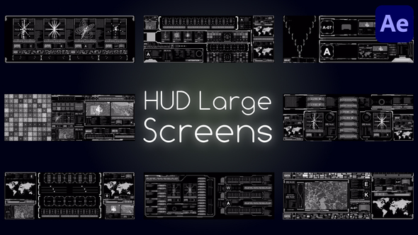 HUD Large Screens for After Effects Elements template preview