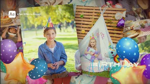 Happy Birthday Photo Slideshow Openers template preview
