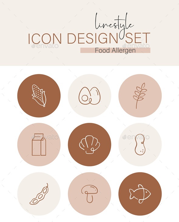 [DOWNLOAD]Linestyle Icon Design Set Food Allergen
