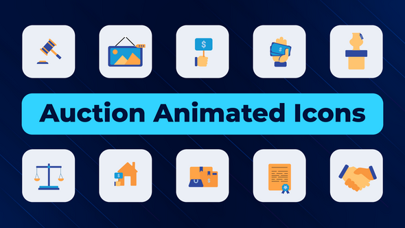 Auction Animated Icons Elements template preview