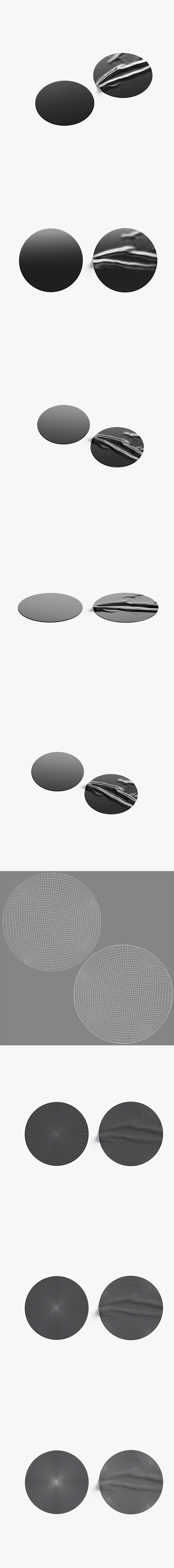 [DOWNLOAD]Two Black Round Stickers - sleek and wrinkly sticky tag