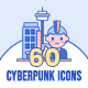 60 Cyberpunk Icons | Indigo Series