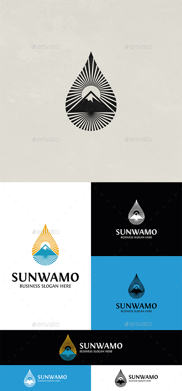 [DOWNLOAD]Sun and Water Drop and Mountain Logo