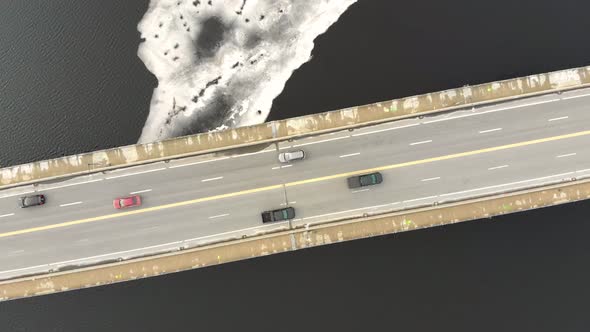 Bridge across frozen Charles River, Boston, Massachusetts alt