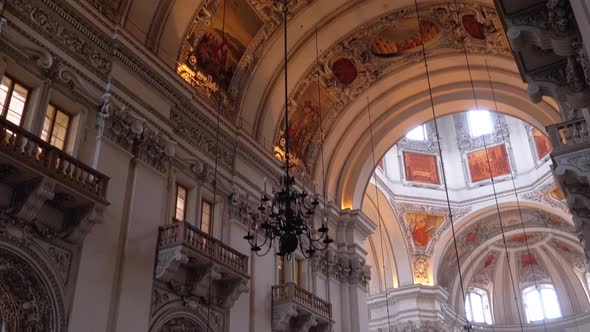 Cathedral in Salzburg, Austria. Baroque Cathedral of Roman Catholic Archdiocese, Indoor alt