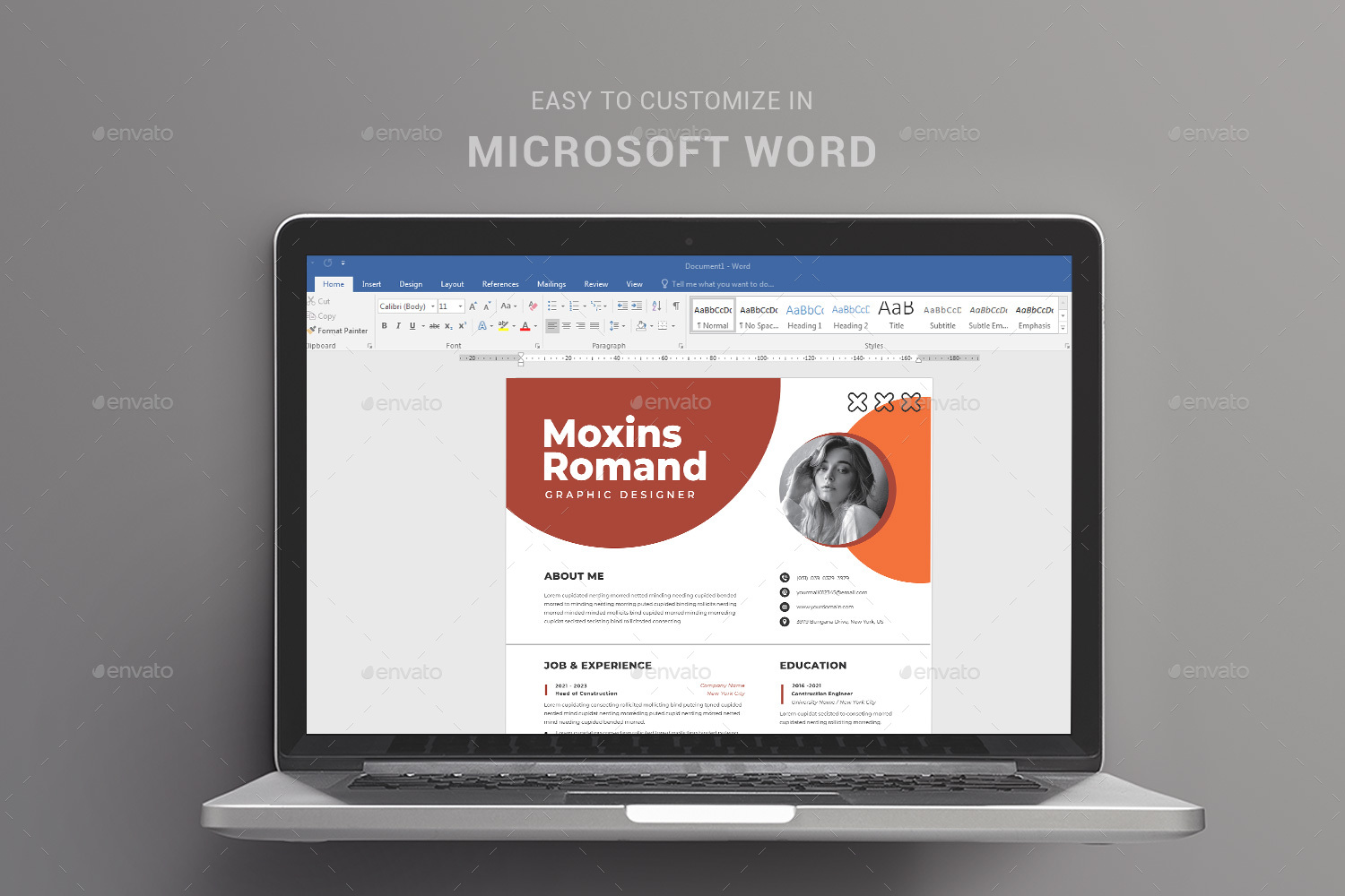 Resume Word Template Print Templates GraphicRiver