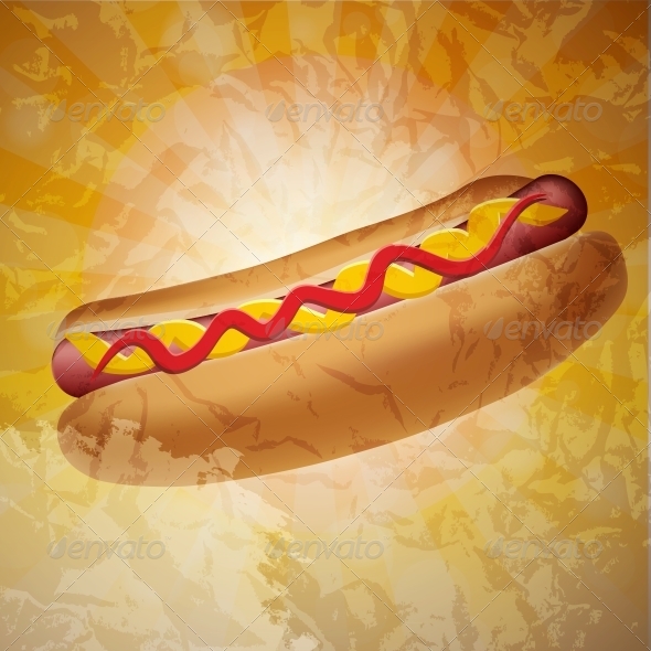 Realistic Hot Dog Vector Illustration - Food Objects
