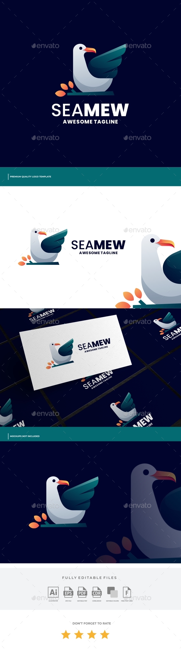 Seagull Gradient Colorful Logo Template
