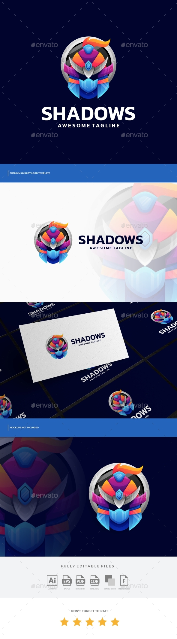 Shadows Warrior Gradient Colorful Logo Template