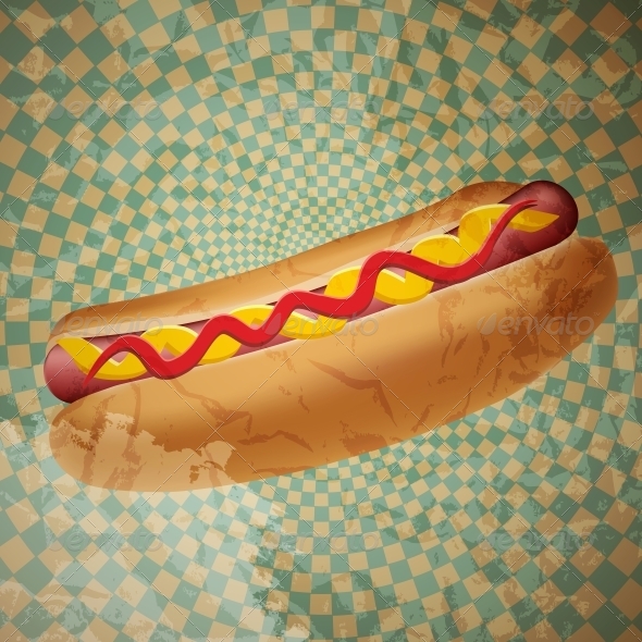 Realistic Hot Dog Vector Illustration - Food Objects