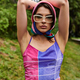 Vibrant summer vibes: woman in colorful dress and sunglasses - PhotoDune Item for Sale