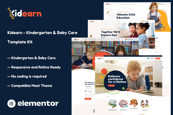 Kidearn - Kindergarten & Baby Care Elementor Template Kit