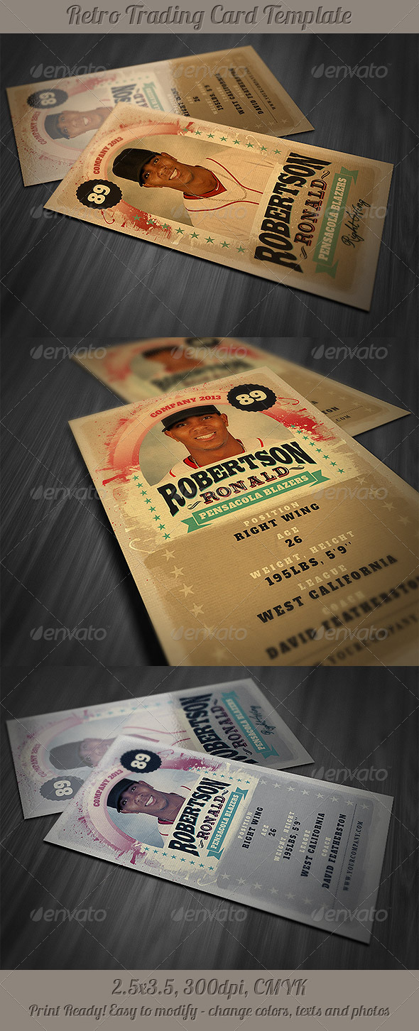 Retro Trading Card Template - Miscellaneous Print Templates