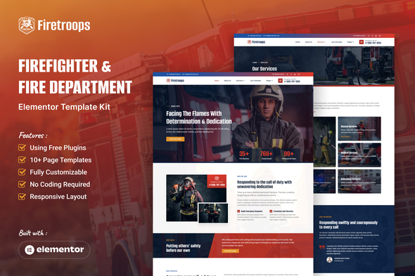 Firetroops - Firefighter & Fire Department Elementor Template Kit