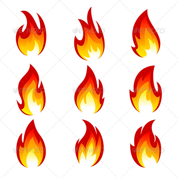 Set of Flame - Decorative Symbols Decorative