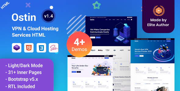 Ostin - VPN & Cloud Hosting Services Bootstrap 5 Template