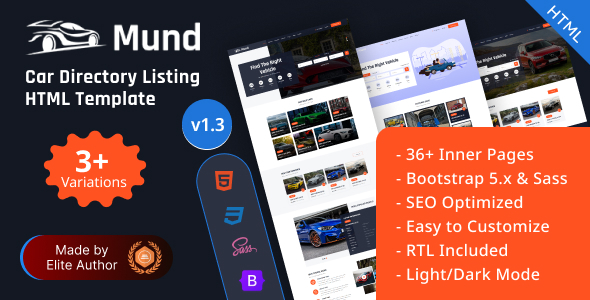 Mund - Car Directory Listing & Rental Bootstrap 5 Template